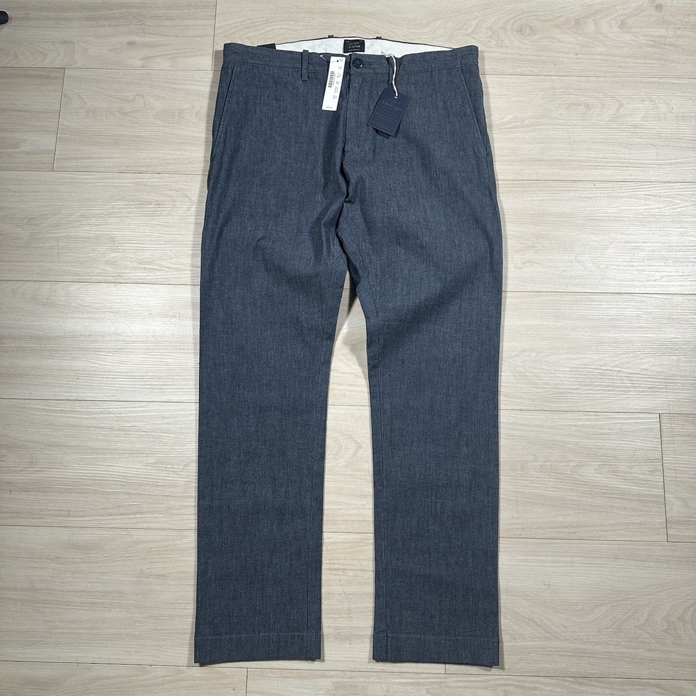 J Crew 484 Slim Fit Stretch Pants Mens 32x30 Blue Chambray Chino Casual NWT EUC